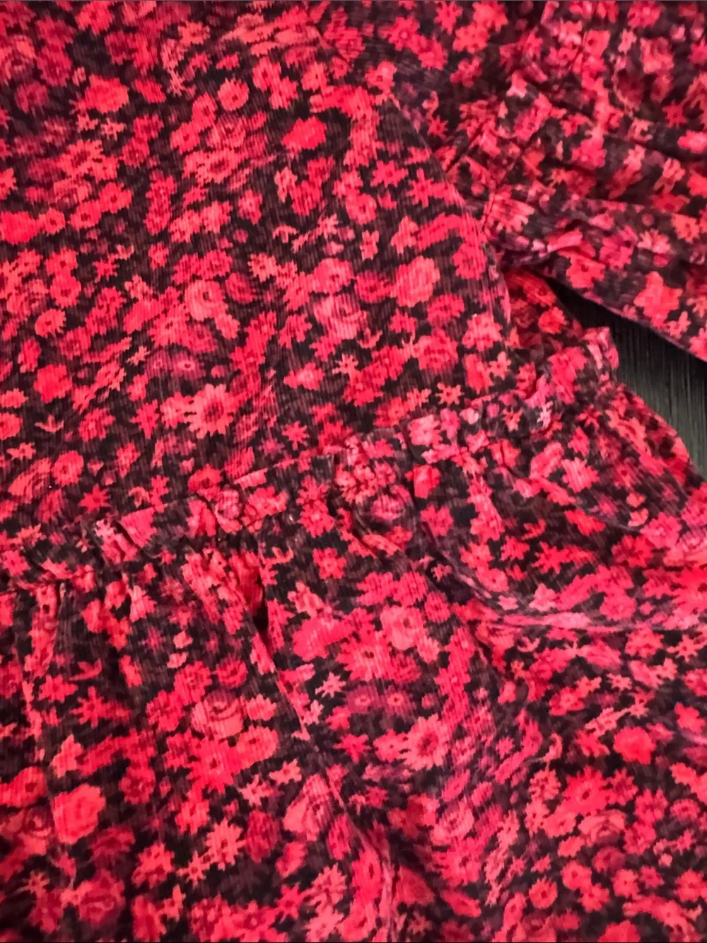 Baby Gap Toddler Girls Red Black Floral Corduroy Dress Years Long Sleeve Size 3T